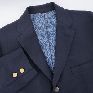 Vintage Palm Beach Vintage 3-Button Hopsack Blazer Navy Blue Gold Button Mens 39
